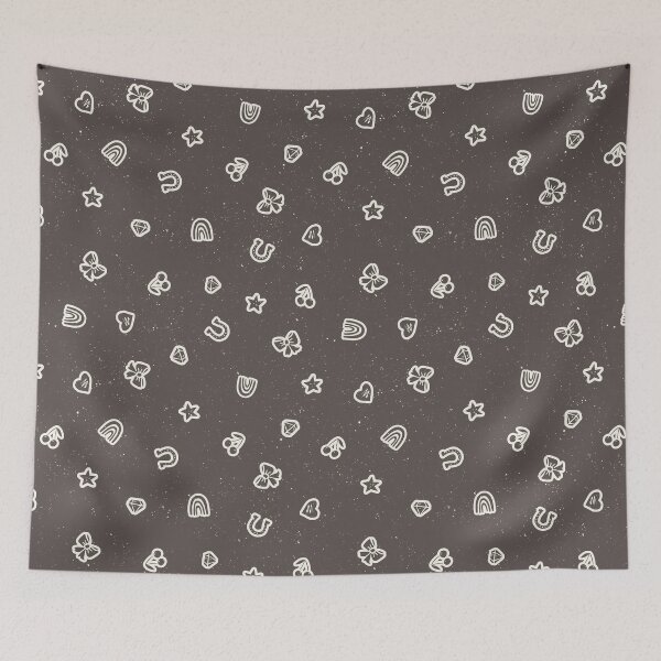 Item preview, Lucky Girl Symbol Doodles Retro Charmcore for Coquette Teen Bedrooms Charcoal designed and sold by RenattaZare.