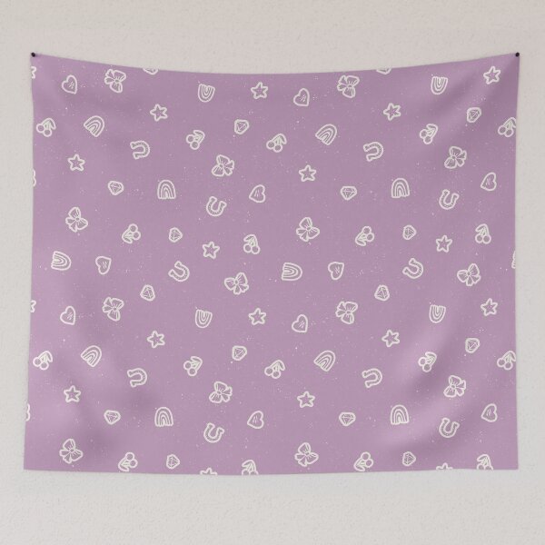 Item preview, Lucky Girl Symbol Doodles Retro Charmcore for Coquette Teen Bedrooms Lavender designed and sold by RenattaZare.