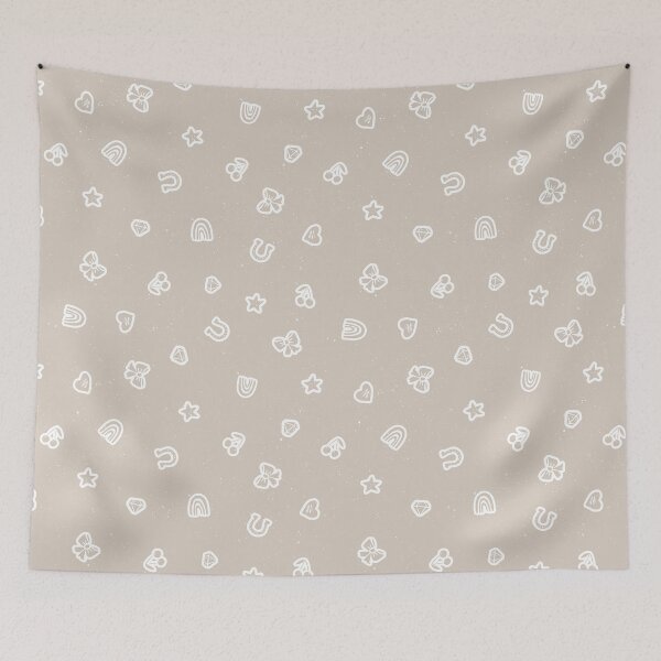 Item preview, Lucky Girl Symbol Doodles Retro Charmcore for Coquette Teen Bedrooms Linen designed and sold by RenattaZare.