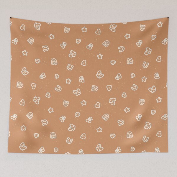 Item preview, Lucky Girl Symbol Doodles Retro Charmcore for Coquette Teen Bedrooms Ochre designed and sold by RenattaZare.