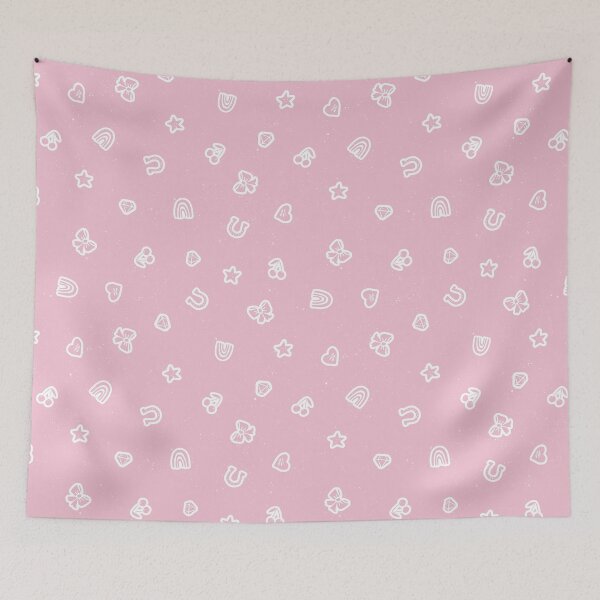 Item preview, Lucky Girl Symbol Doodles Retro Charmcore for Coquette Teen Bedrooms Pink designed and sold by RenattaZare.