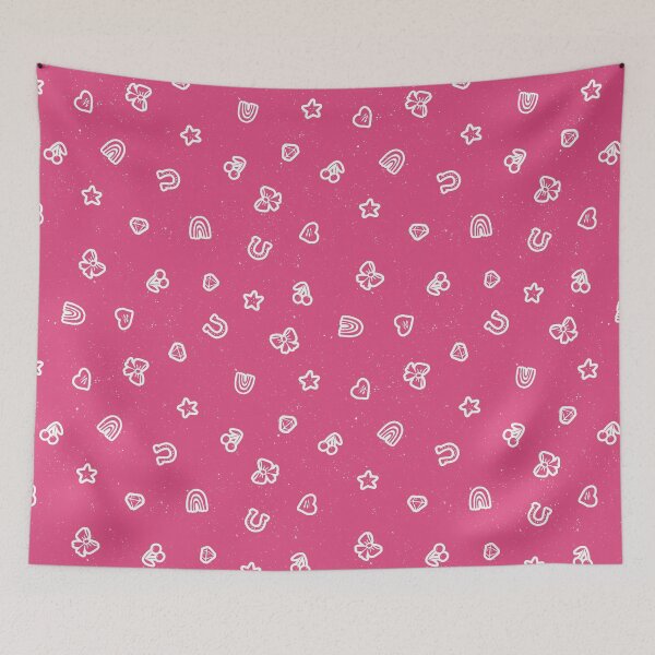 Item preview, Lucky Girl Symbol Doodles Retro Charmcore for Coquette Teen Bedrooms Raspberry designed and sold by RenattaZare.