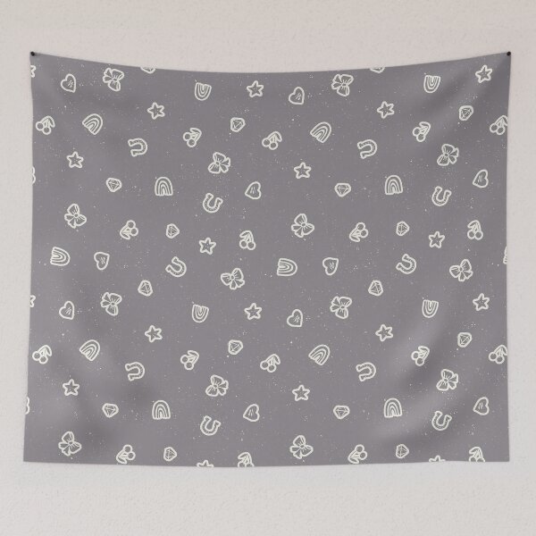 Item preview, Lucky Girl Symbol Doodles Retro Charmcore for Coquette Teen Bedrooms Slate designed and sold by RenattaZare.