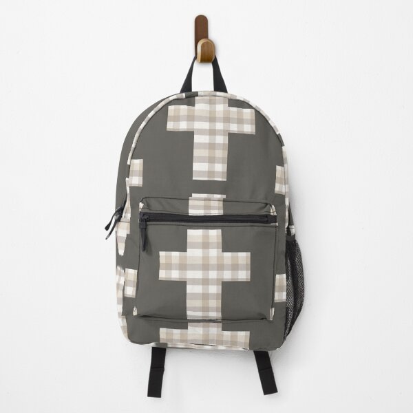 Item preview, Vintage Gingham Soft Brown Cross | Christian Faith Symbol designed and sold by Bound for Wonder.