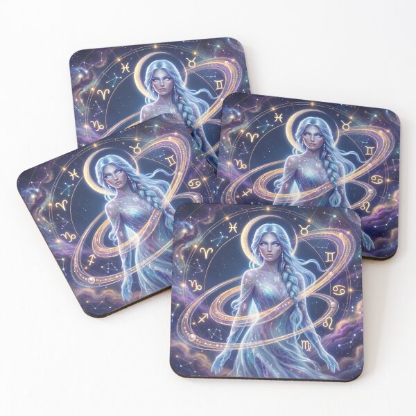Item preview, Astral Oracle Goddess – Zodiac Wheel & Cosmic Starlight Fantasy Art designed and sold by Divinedesignbydulce.