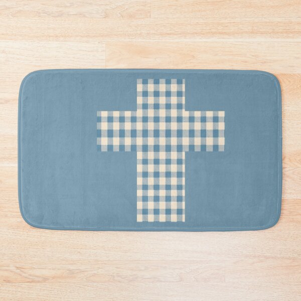 Item preview, Vintage Gingham Dusky Blue Cross | Christian Faith Symbol designed and sold by Bound for Wonder.