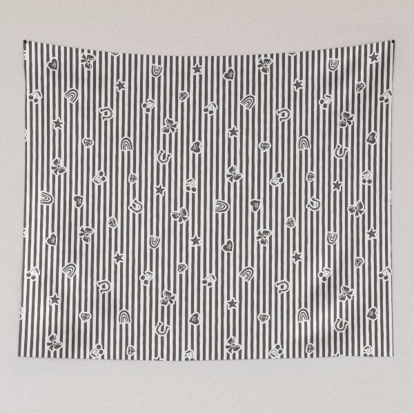 Item preview, Lucky Icon Cabana Stripe Coquette Folk Heirloom Girl Nurserie Charcoal designed and sold by RenattaZare.