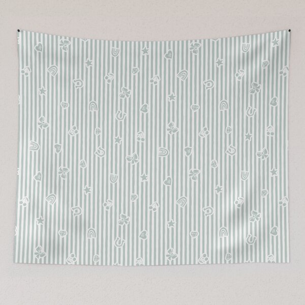 Item preview, Lucky Icon Cabana Stripe Coquette Folk Heirloom Girl Nurserie Mist designed and sold by RenattaZare.