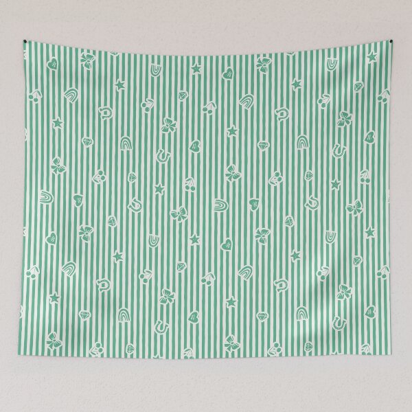 Item preview, Lucky Icon Cabana Stripe Coquette Folk Heirloom Girl Nurserie Teal designed and sold by RenattaZare.