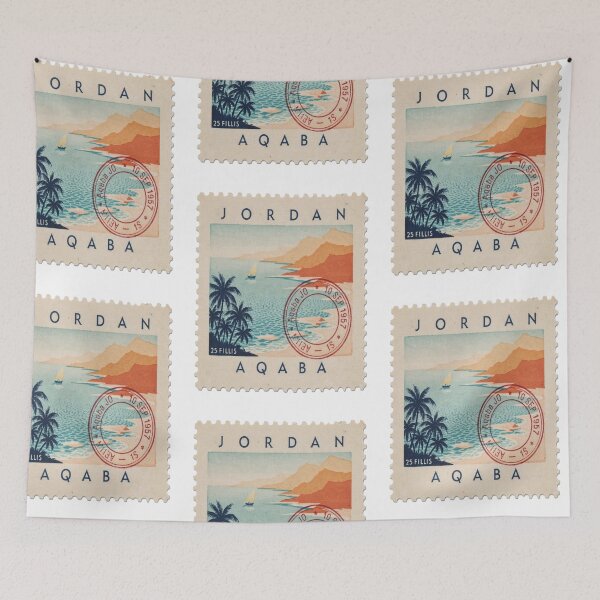 Item preview, Aqaba Jordan Red Sea Coastal Postage Stamp Sticker designed and sold by stickercuffs.