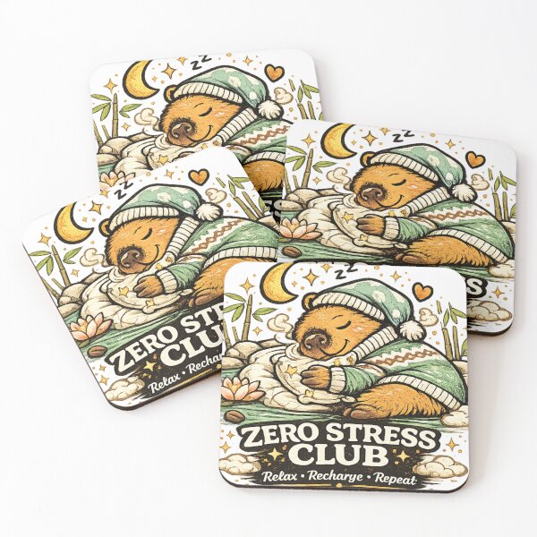 Item preview, Zero Stress Club Cute Capybara Relaxing T-Shirt designed and sold by Ever Bloom Studio.