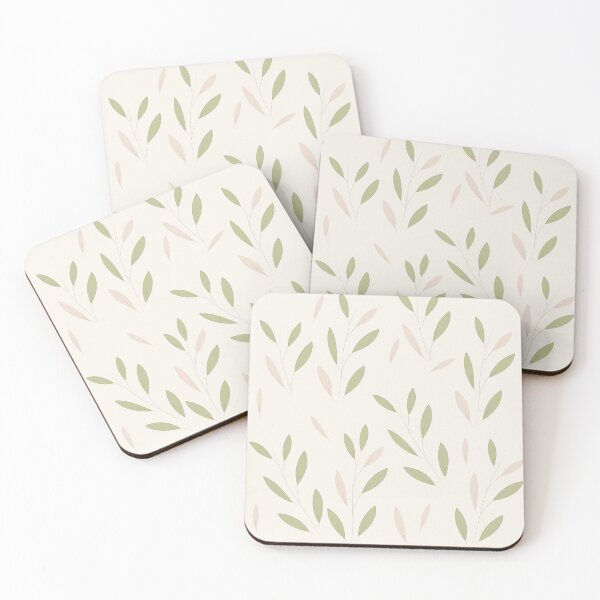 Item preview, A delicate botanical pattern featuring scattered sage green leaves on a soft neutral background. designed and sold by TatinkaArtskill.