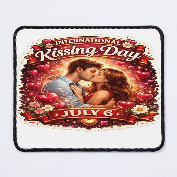 Item preview, International Kissing Day Romantic Celebration Sticker – July 6 designed and sold by Artisan Finds Online.
