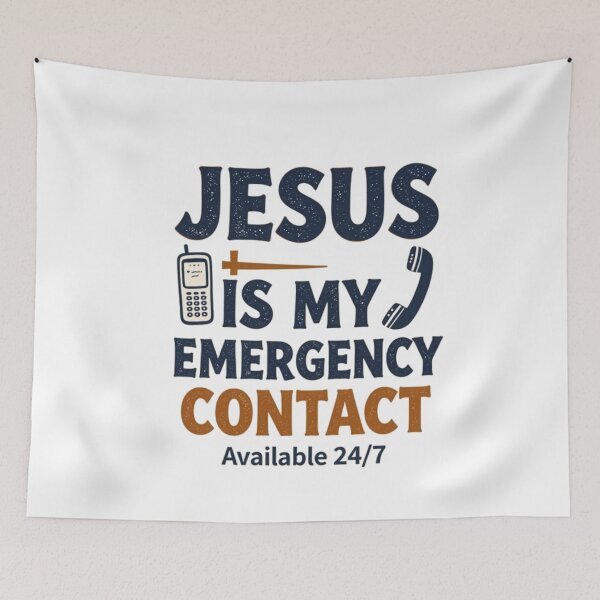 Item preview, Jesus Is My Emergency Contact Retro Faith Graphic Tee designed and sold by EverFind.