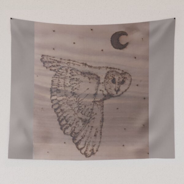 Item preview, Barn Owl gliding beneath the stars designed and sold by RoseGrayInk.
