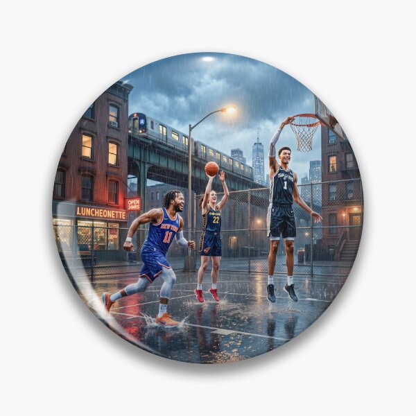 Item preview, Brunson Clark Wemby Playing Basketball In The Rain designed and sold by Home Decor Art.
