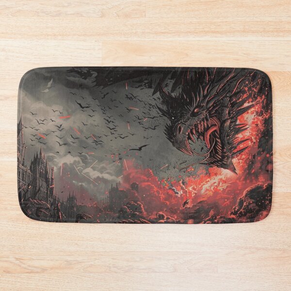 Item preview, Dragon Assault on Gothic Castle Panoramic Dark Fantasy Art designed and sold by VectorForge.