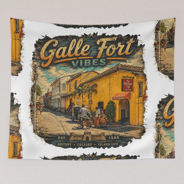 Item preview, Galle Fort Vibes – Vintage Street Life & Colonial Heritage T-Shirt Design designed and sold by GooniSL.