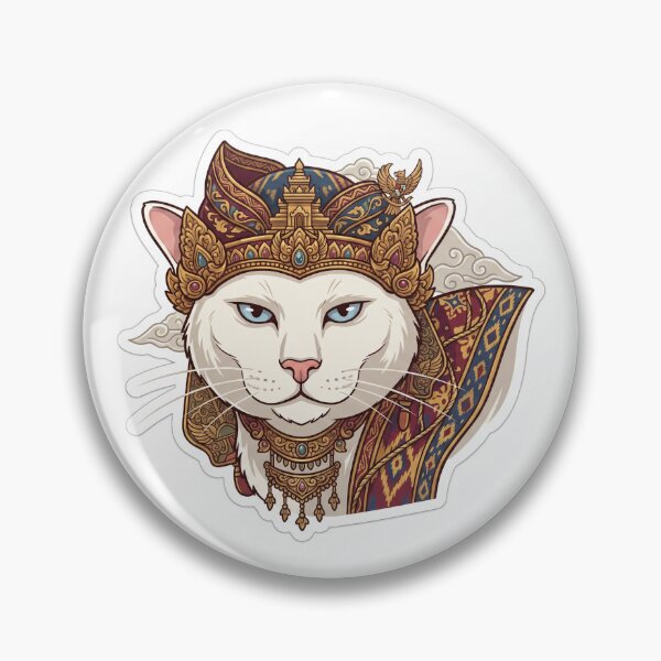 Item preview, Royal Indonesian Heritage Cat Sticker – Elegant White Cat in Traditional Nusantara Royal Attire designed and sold by cahwib.