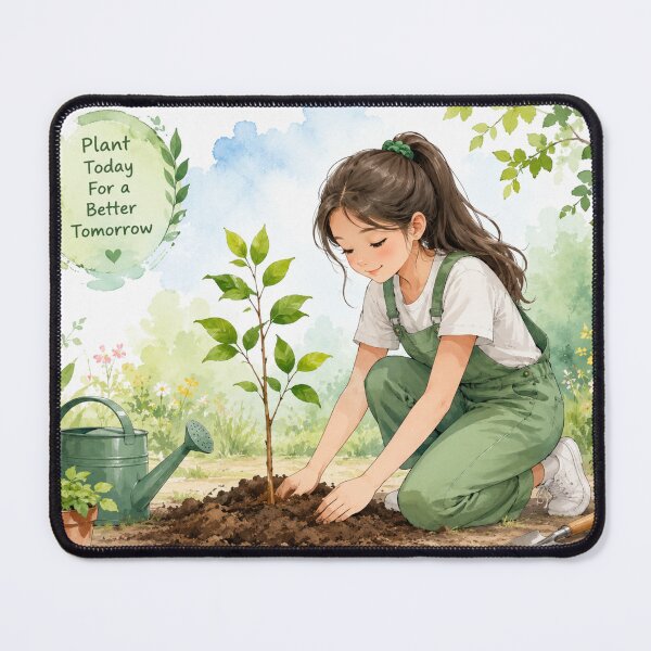 Item preview, Original Anime Girl Planting Tree | Gardening Nature Illustration designed and sold by Sticleg.