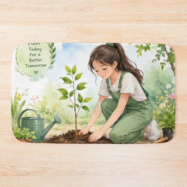 Item preview, Original Anime Girl Planting Tree | Gardening Nature Illustration designed and sold by Sticleg.
