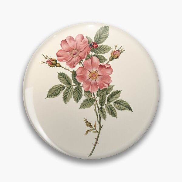 Item preview, Pink Wild Rose Botanical Vintage Floral Illustration designed and sold by NuvoraNest.