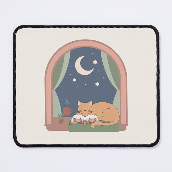 Item preview, Cozy Moonlit Window Cat Reader designed and sold by TrendMorphic.