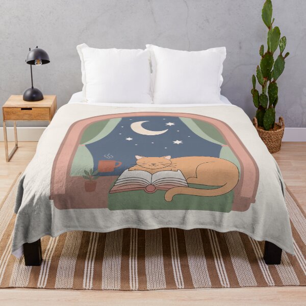 Item preview, Cozy Moonlit Window Cat Reader designed and sold by TrendMorphic.