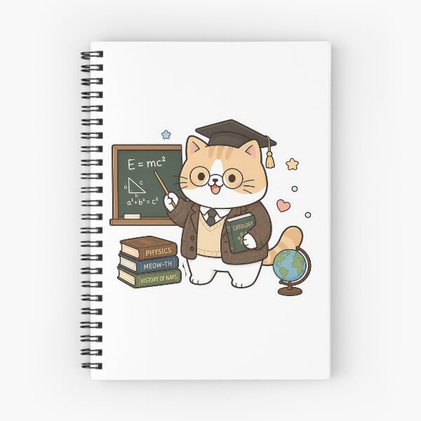 Item preview, Cute Professor Cat Teaching Physics Kawaii Ginger Kitty Scientist Illustration designed and sold by NoopnyangStudio.