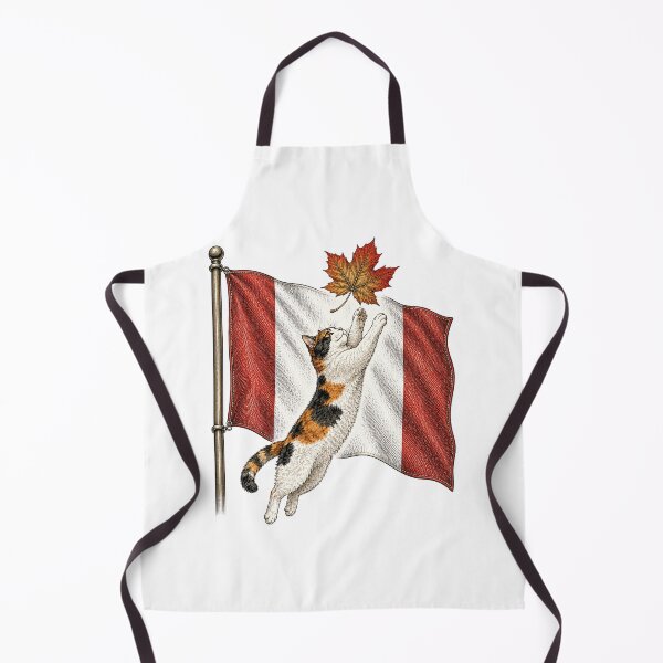 Item preview, Cat Chasing Maple Leaf on Canada Flag — Funny Cat Art Print designed and sold by Aguri-tei.