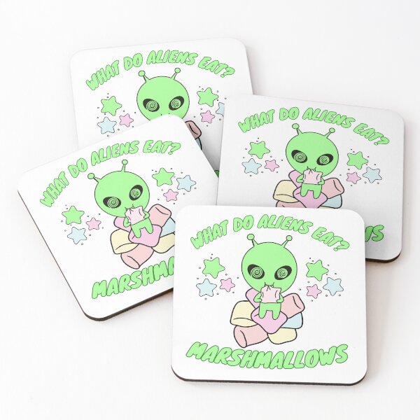 Item preview, What Do Aliens Eat? Marshmallows! Cute Kawaii Alien Cartoon designed and sold by BritishDelights.