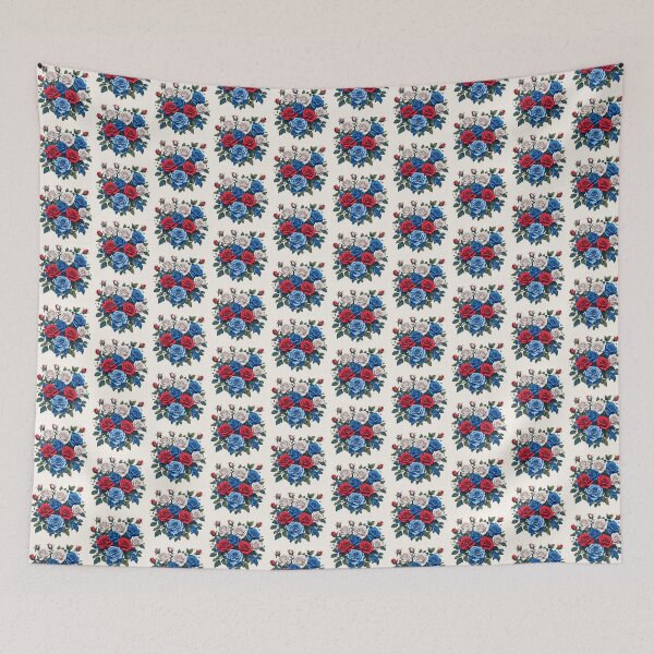 Item preview, Red Blue White Rose Bouquet Illustration designed and sold by Pioneer Spirit Market.