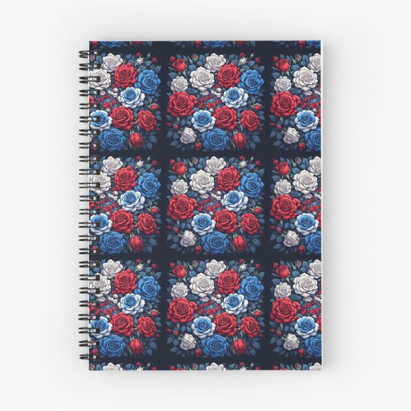 Item preview, Red Blue White Rose Bouquet Dark Background designed and sold by Pioneer Spirit Market.