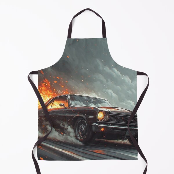 Artikelvorschau, Black Muscle Car Burning on Road entworfen und verkauft von Pioneer Spirit Market.