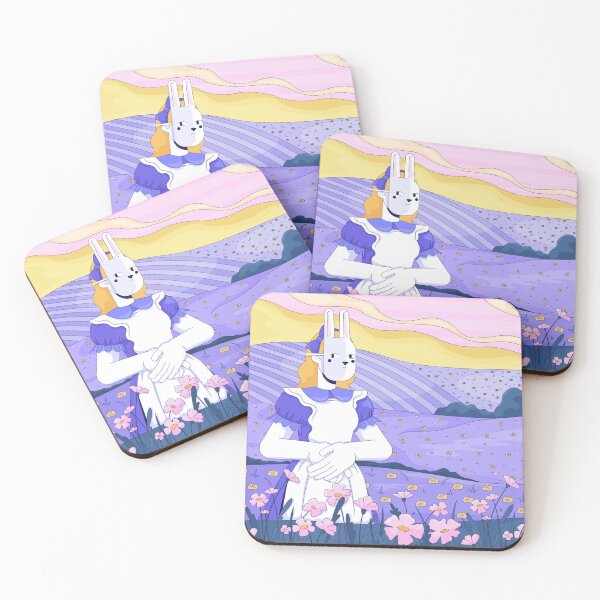 Item preview, Rabbit Mask Girls in Sunset Purple Fields designed and sold by IMGvisuals.