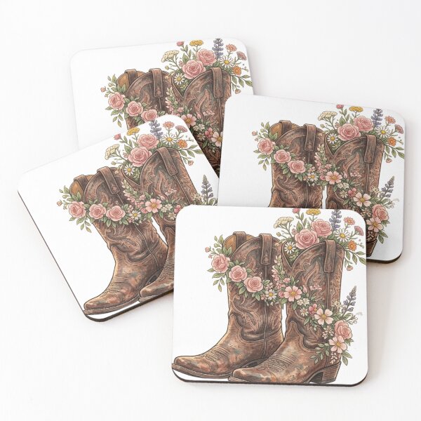 Artikelvorschau, Western Boho Cowboy Boots – Floral Country Design entworfen und verkauft von ShirtsUp-Lane.