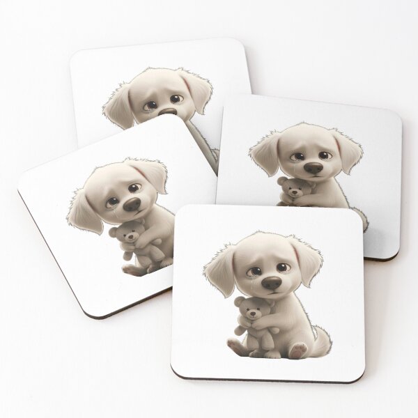 Item preview, Sad White Puppy with Teddy Bear Sticker | Cute Crying Cartoon Dog PNG designed and sold by ashwin131.