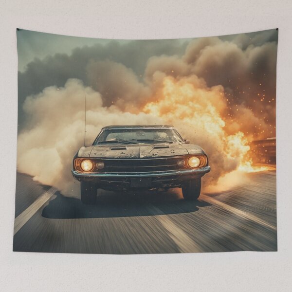 Item preview, Ghostly Vintage Muscle Car on Road designed and sold by Pioneer Spirit Market.