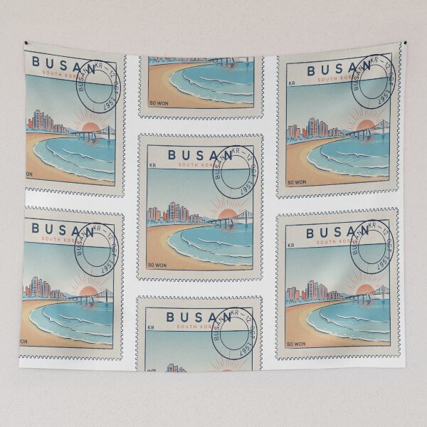 Item preview, Busan South Korea Coastal Postage Stamp Travel Sticker designed and sold by stickercuffs.