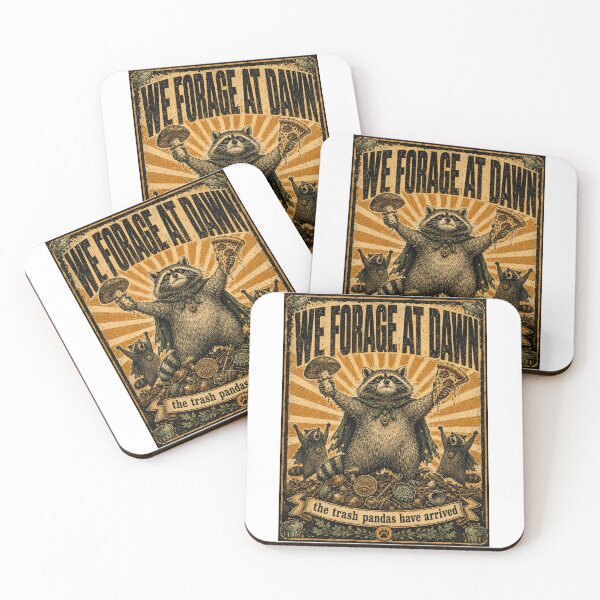 Item preview, Foraging Raccoon Vintage Woodland Humor Forest Illustration designed and sold by MotivaChic.