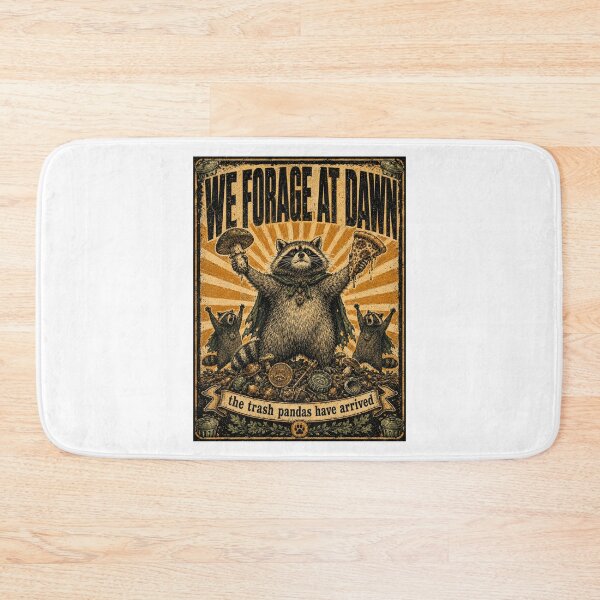 Item preview, Foraging Raccoon Vintage Woodland Humor Forest Illustration designed and sold by MotivaChic.