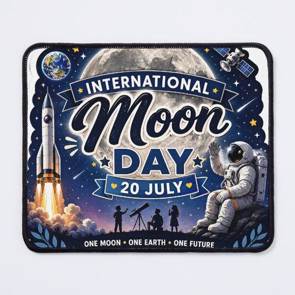 Item preview, International Moon Day Sticker – One Moon, One Earth, One Future (20 July) designed and sold by Artisan Finds Online.
