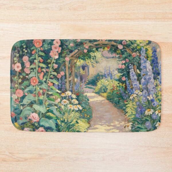 Item preview, Claude Monet Sunlit Cottage Garden Path – Impressionist French Floral Landscape Art designed and sold by Tamas Das.