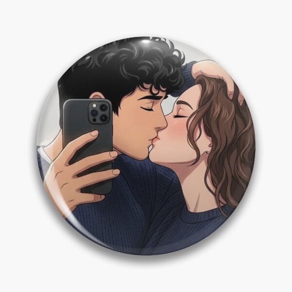 Item preview, Cute Couple Kissing Selfie Illustration designed and sold by     Pink Chaos Club.