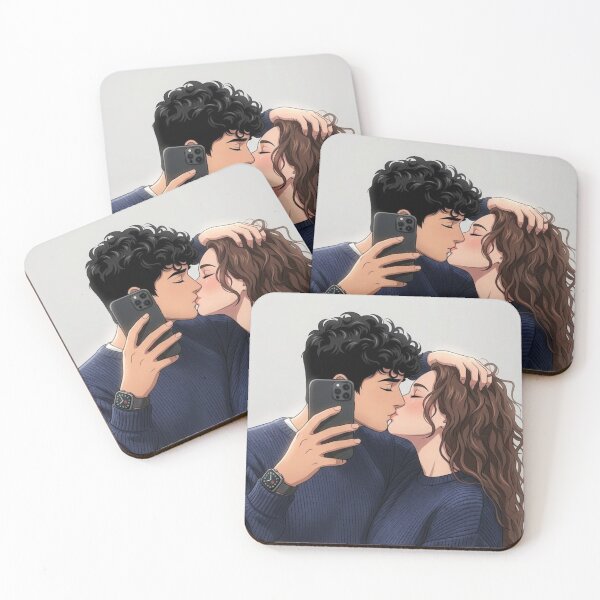 Item preview, Cute Couple Kissing Selfie Illustration designed and sold by     Pink Chaos Club.
