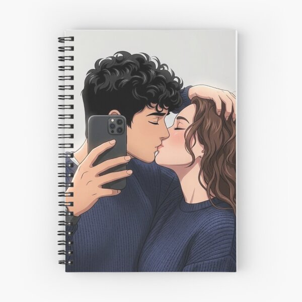 Item preview, Cute Couple Kissing Selfie Illustration designed and sold by     Pink Chaos Club.