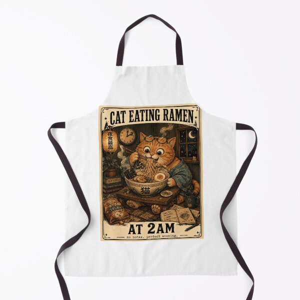 Item preview, Cat Eating Ramen Cozy Late Night Foodie Illustration designed and sold by MotivaChic.