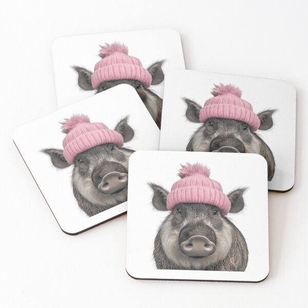 Item preview, Cozy Warthog Wearing Pink Winter Hat Trendy Animal Fashion Artwork designed and sold by archarlyfitnes.