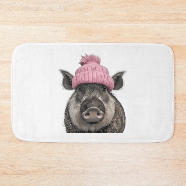 Item preview, Cozy Warthog Wearing Pink Winter Hat Trendy Animal Fashion Artwork designed and sold by archarlyfitnes.