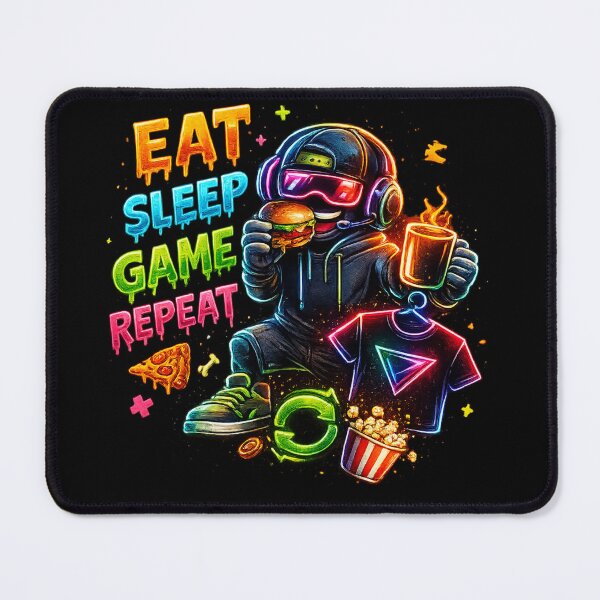 Item preview, Eat Sleep Game Repeat Neon Gamer designed and sold by Respawn Wear.